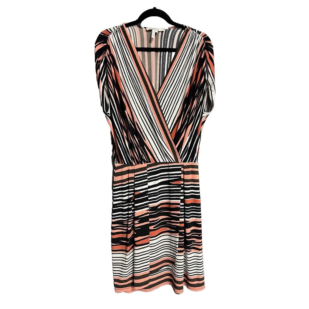 Max And Cleo LYLA Wrap Dress Multicolor Stripe Sleeveless V-Neck Stretchy ~MED